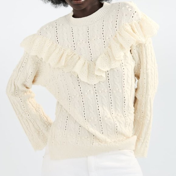 NWT Ruffled Knit Sweater. - Picture 2 of 11